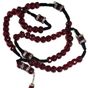 Ruby Red Faceted Glass Crucifix Necklace